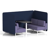 Brixworth 4 Seater Bench Booth With Table. White Legs, Black Table With White Leg, Synergy Fabric, Alike Panels And Order Sofa