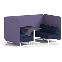 Brixworth 4 Seater Bench Booth With Table. White Legs, Black Table With White Leg, Synergy Fabric, Order Panels And Alike Sofa
