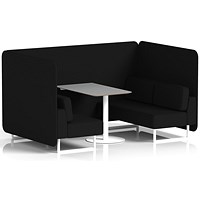Brixworth 4 Seater Bench Booth With Table, White Legs, Grey Table With White Leg, X2 Fabric, Diameter Panels And Sofa