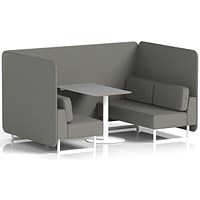 Brixworth 4 Seater Bench Booth With Table, White Legs, Grey Table With White Leg, X2 Fabric, Number Panels And Sofa