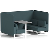 Brixworth 4 Seater Bench Booth With Table, White Legs, Grey Table With White Leg, X2 Fabric, Polygon Panels And Sofa