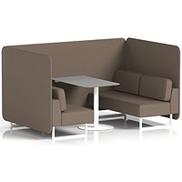 Brixworth 4 Seater Bench Booth With Table, White Legs, Grey Table With White Leg, X2 Fabric, Theory Panels And Sofa