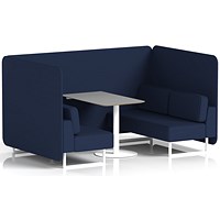 Brixworth 4 Seater Bench Booth With Table, White Legs, Grey Table With White Leg, Synergy Fabric, Alike Panels And Sofa