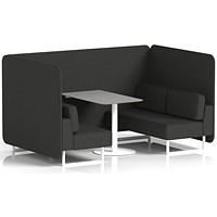 Brixworth 4 Seater Bench Booth With Table, White Legs, Grey Table With White Leg, Synergy Fabric, Mix Panels And Sofa