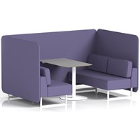 Brixworth 4 Seater Bench Booth With Table, White Legs, Grey Table With White Leg, Synergy Fabric, Order Panels And Sofa
