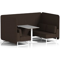 Brixworth 4 Seater Bench Booth With Table, White Legs, Grey Table With White Leg, Synergy Fabric, Wed Panels And Sofa