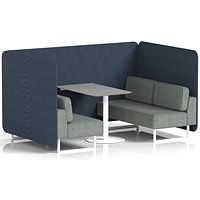 Brixworth 4 Seater Bench Booth With Table, White Legs, Grey Table With White Leg, Rivet Fabric, Crucible Panels And Prime Sofa