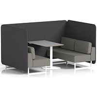 Brixworth 4 Seater Bench Booth With Table, White Legs, Grey Table With White Leg, X2 Fabric, Arithmetic Panels And Number Sofa