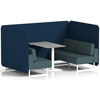 Brixworth 4 Seater Bench Booth With Table, White Legs, Grey Table With White Leg, X2 Fabric, Calculus Panels And Polygon Sofa