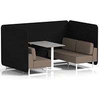 Brixworth 4 Seater Bench Booth With Table, White Legs, Grey Table With White Leg, X2 Fabric, Diameter Panels And Theory Sofa
