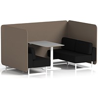 Brixworth 4 Seater Bench Booth With Table, White Legs, Grey Table With White Leg, X2 Fabric, Theory Panels And Diameter Sofa