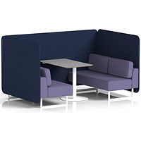 Brixworth 4 Seater Bench Booth With Table, White Legs, Grey Table With White Leg, Synergy Fabric, Alike Panels And Order Sofa