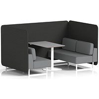 Brixworth 4 Seater Bench Booth With Table, White Legs, Grey Table With White Leg, Synergy Fabric, Mix Panels And Partner Sofa