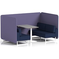 Brixworth 4 Seater Bench Booth With Table, White Legs, Grey Table With White Leg, Synergy Fabric, Order Panels And Alike Sofa