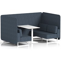 Brixworth 4 Seater Bench Booth With Table, White Legs, White Table, Rivet Fabric, Crucible Panels And Sofa