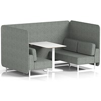 Brixworth 4 Seater Bench Booth With Table, White Legs, White Table, Rivet Fabric, Prime Panels And Sofa