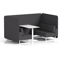 Brixworth 4 Seater Bench Booth With Table, White Legs, White Table, X2 Fabric, Arithmetic Panels And Sofa