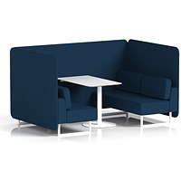 Brixworth 4 Seater Bench Booth With Table, White Legs, White Table, X2 Fabric, Calculus Panels And Sofa