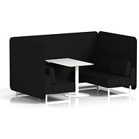 Brixworth 4 Seater Bench Booth With Table, White Legs, White Table, X2 Fabric, Diameter Panels And Sofa