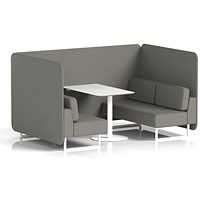 Brixworth 4 Seater Bench Booth With Table, White Legs, White Table, X2 Fabric, Number Panels And Sofa