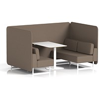 Brixworth 4 Seater Bench Booth With Table, White Legs, White Table, X2 Fabric, Theory Panels And Sofa