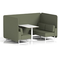 Brixworth 4 Seater Bench Booth With Table, White Legs, White Table, Main Line Flax Fabric, Monument Panels And Sofa