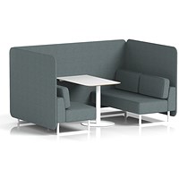 Brixworth 4 Seater Bench Booth With Table, White Legs, White Table, Main Line Flax Fabric, Westminster Panels And Sofa