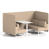 Brixworth 4 Seater Bench Booth With Table, White Legs, White Table, Synergy Fabric, Affix Panels And Sofa