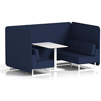 Brixworth 4 Seater Bench Booth With Table, White Legs, White Table, Synergy Fabric, Alike Panels And Sofa