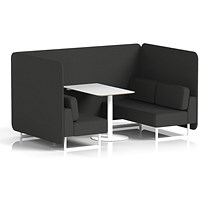 Brixworth 4 Seater Bench Booth With Table, White Legs, White Table, Synergy Fabric, Mix Panels And Sofa