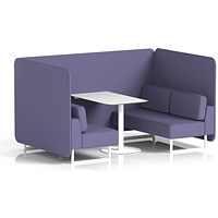 Brixworth 4 Seater Bench Booth With Table, White Legs, White Table, Synergy Fabric, Order Panels And Sofa