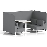 Brixworth 4 Seater Bench Booth With Table, White Legs, White Table, Synergy Fabric, Partner Panels And Sofa