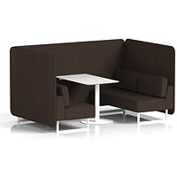 Brixworth 4 Seater Bench Booth With Table, White Legs, White Table, Synergy Fabric, Wed Panels And Sofa