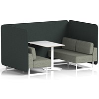 Brixworth 4 Seater Bench Booth With Table, White Legs, White Table, Rivet Fabric, Charcoal Panels And Vitreous Sofa