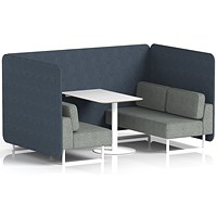 Brixworth 4 Seater Bench Booth With Table, White Legs, White Table, Rivet Fabric, Crucible Panels And Prime Sofa