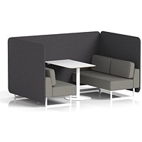 Brixworth 4 Seater Bench Booth With Table, White Legs, White Table, X2 Fabric, Arithmetic Panels And Number Sofa