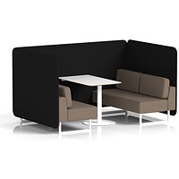 Brixworth 4 Seater Bench Booth With Table, White Legs, White Table, X2 Fabric, Diameter Panels And Theory Sofa