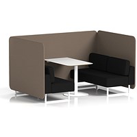 Brixworth 4 Seater Bench Booth With Table, White Legs, White Table, X2 Fabric, Theory Panels And Diameter Sofa