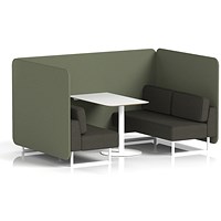 Brixworth 4 Seater Bench Booth With Table, White Legs, White Table, Main Line Flax Fabric, Monument Panels And Temple Sofa