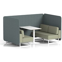 Brixworth 4 Seater Bench Booth With Table, White Legs, White Table, Main Line Flax Fabric, Westminster Panels And Newbury Sofa