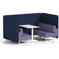 Brixworth 4 Seater Bench Booth With Table, White Legs, White Table, Synergy Fabric, Alike Panels And Order Sofa
