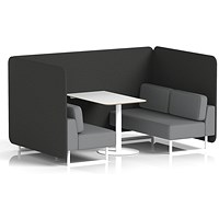 Brixworth 4 Seater Bench Booth With Table, White Legs, White Table, Synergy Fabric, Mix Panels And Partner Sofa