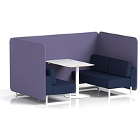 Brixworth 4 Seater Bench Booth With Table, White Legs, White Table, Synergy Fabric, Order Panels And Alike Sofa