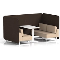 Brixworth 4 Seater Bench Booth With Table, White Legs, White Table, Synergy Fabric, Wed Panels And Affix Sofa