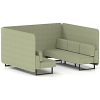 Brixworth 6 Seater Bench Booth, Black Legs, Rivet Fabric, Burnish Panels And Sofa