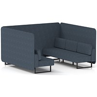 Brixworth 6 Seater Bench Booth, Black Legs, Rivet Fabric, Crucible Panels And Sofa