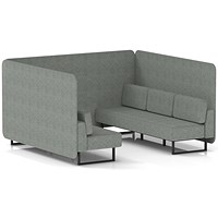 Brixworth 6 Seater Bench Booth, Black Legs, Rivet Fabric, Prime Panels And Sofa