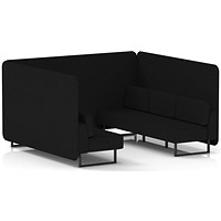 Brixworth 6 Seater Bench Booth, Black Legs, X2 Fabric, Diameter Panels And Sofa