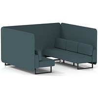 Brixworth 6 Seater Bench Booth, Black Legs, X2 Fabric, Polygon Panels And Sofa
