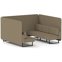 Brixworth 6 Seater Bench Booth, Black Legs, Main Line Flax Fabric, Bank Panels And Sofa